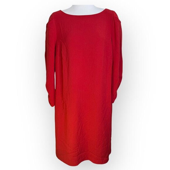 Lafayette 148 Maroon Long Sleeve Shift Dress Size L - Picture 1 of 6